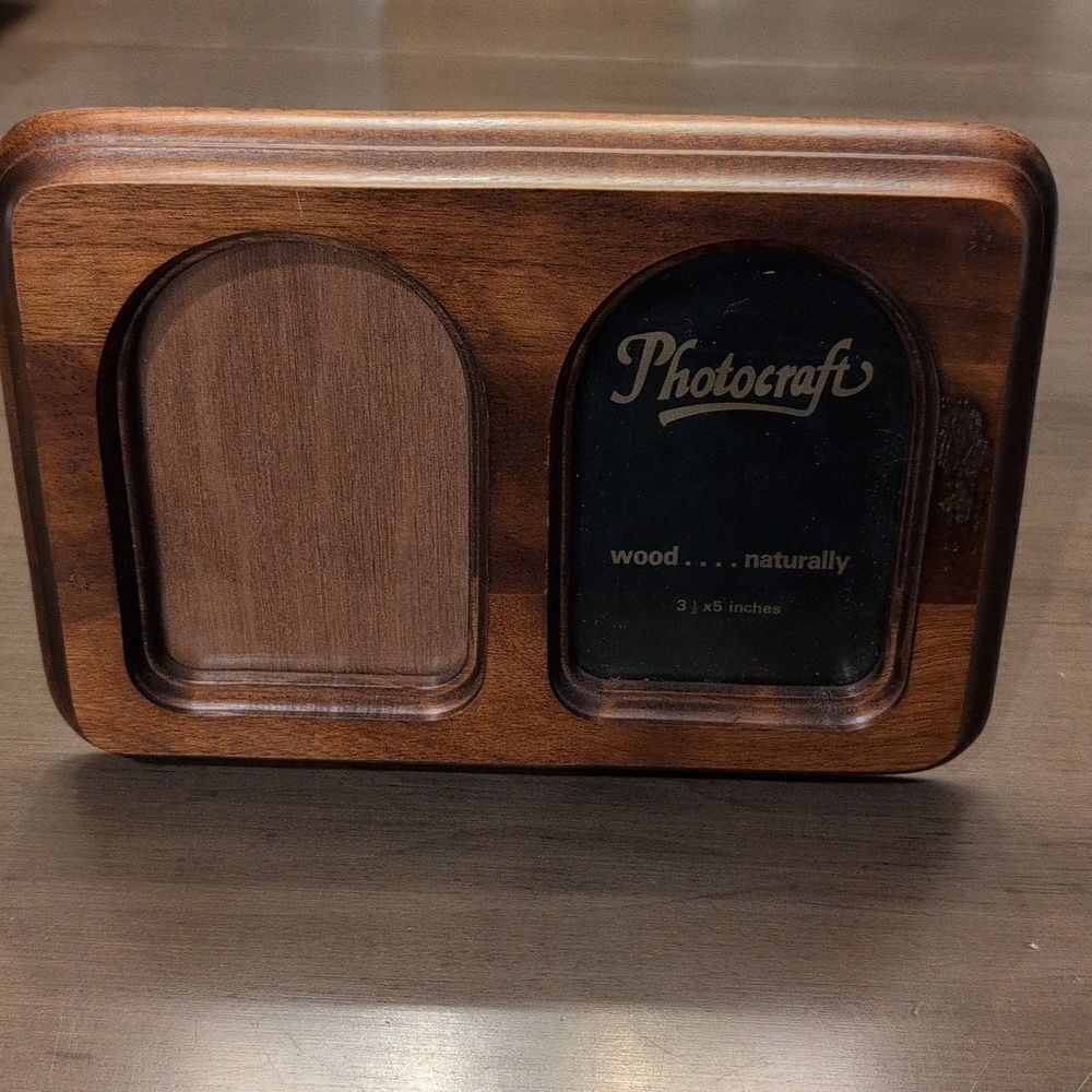 Vintage Photocraft Wooden Double Photo Frame 1980's Retro